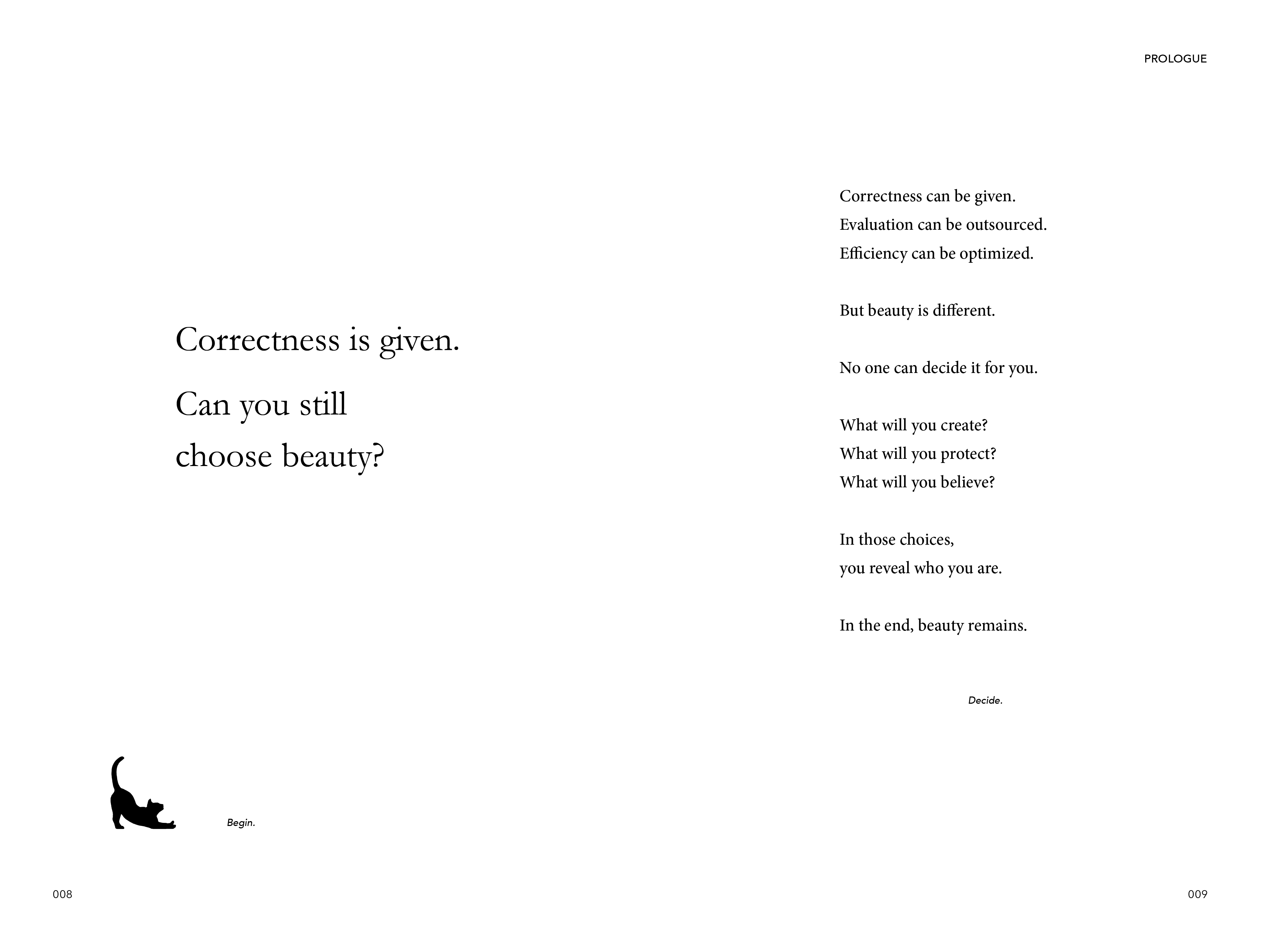 Visual essay 01 spread — 01 — Correctness is given.